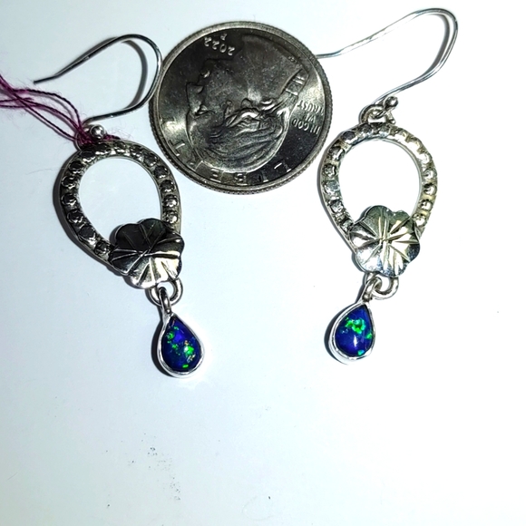 New Sterling silver blue opal earrings - Picture 6 of 6